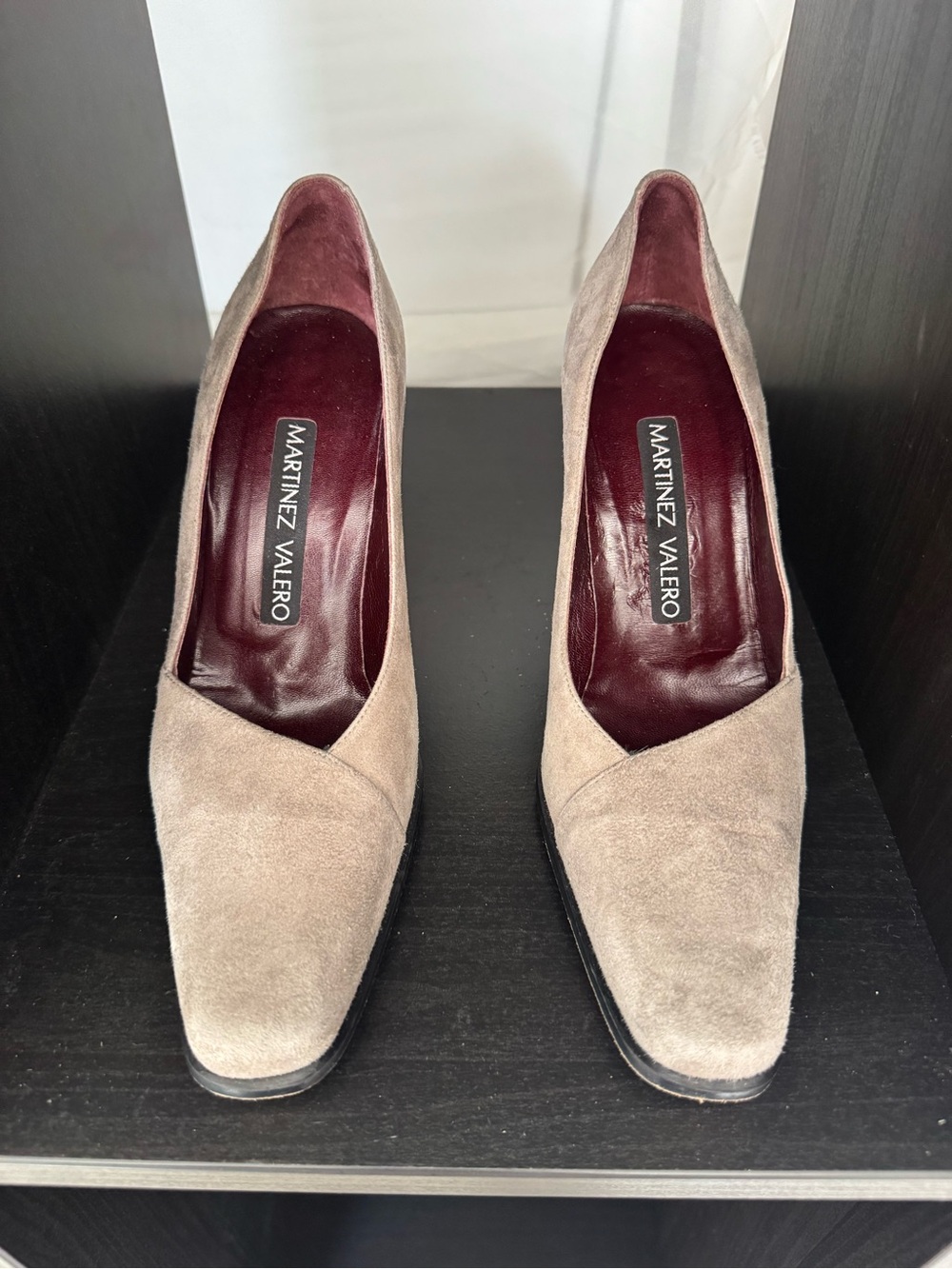 Martinez Valero Beige Suede Pointed-Toe Pumps